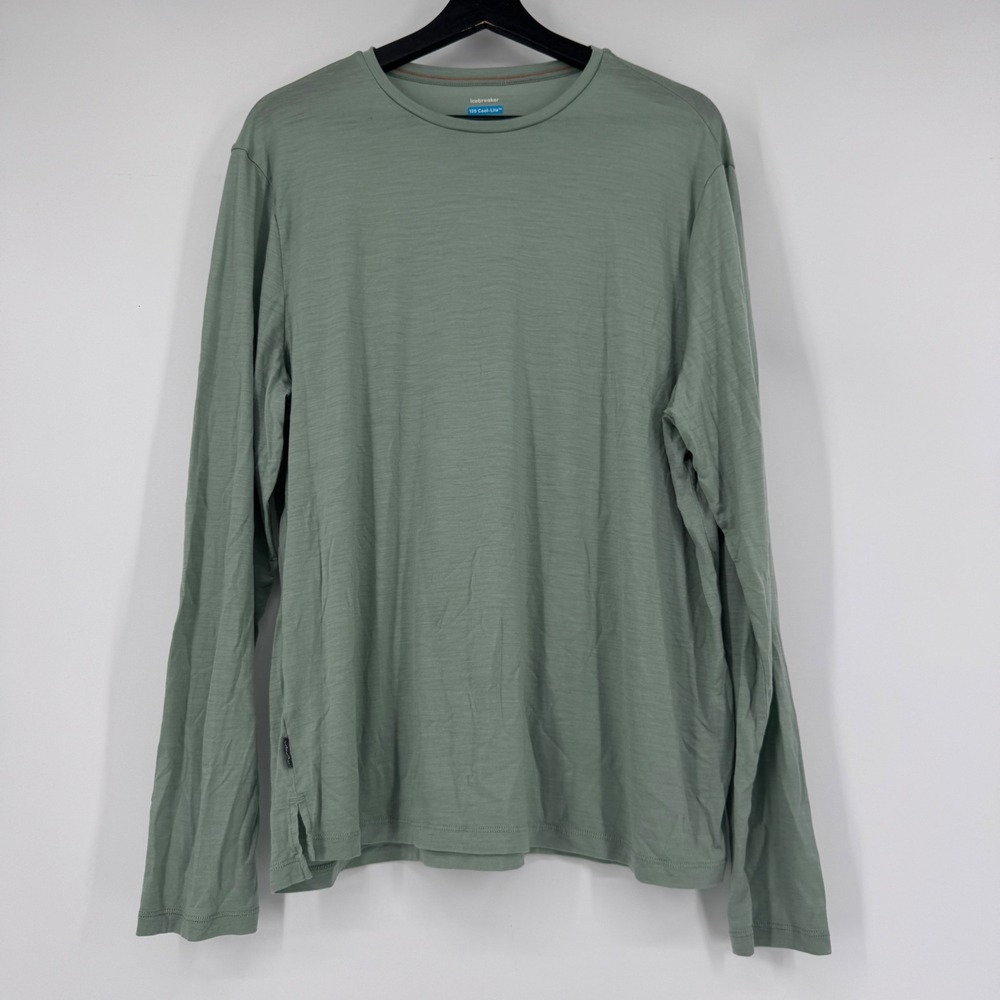 Icebreaker 125 Cool-Lite Mens XL Long Sleeve Tee Sage Green Merino Wool Blend